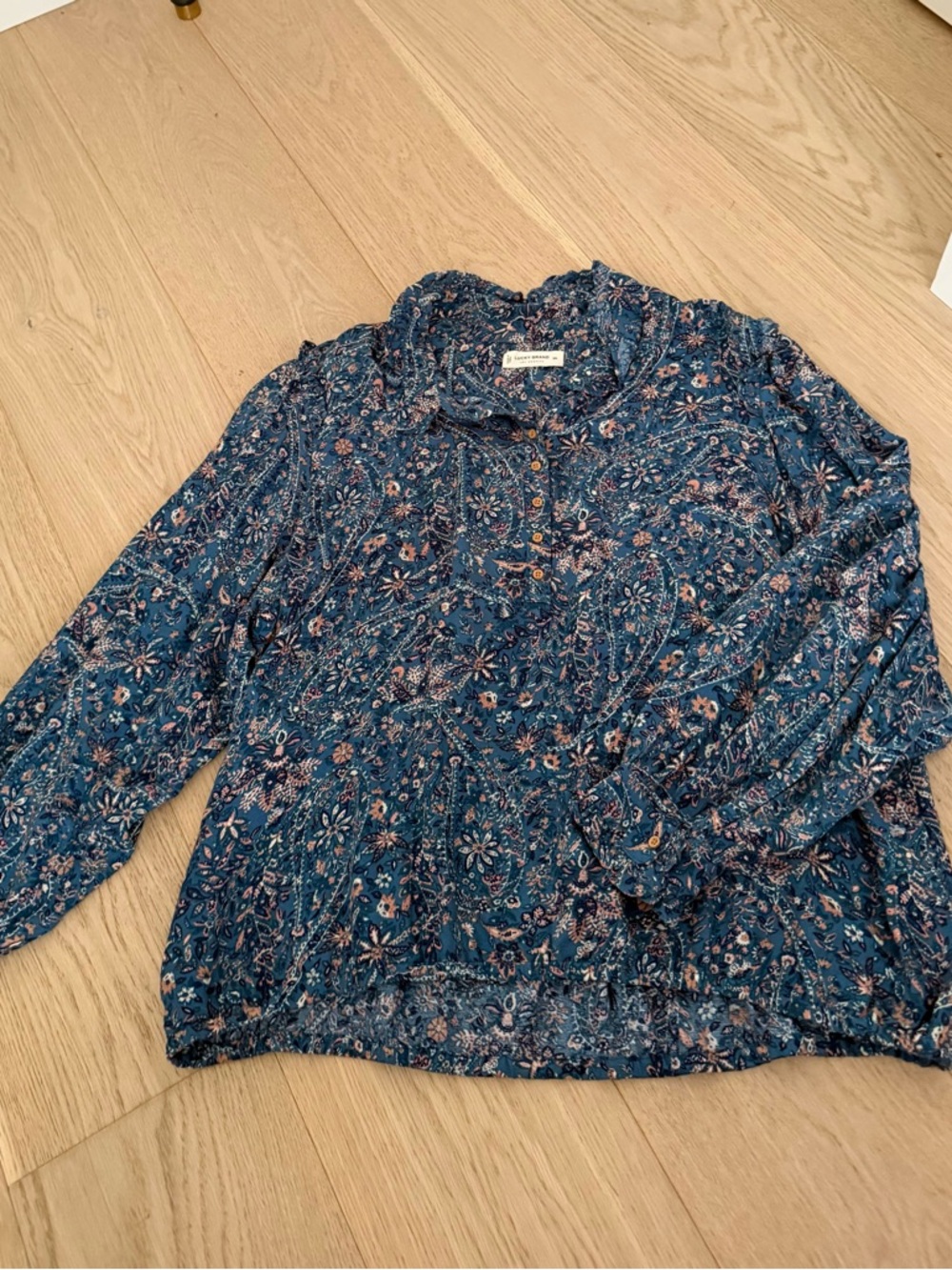 lucky brand Blue Floral Button-Up Shirt